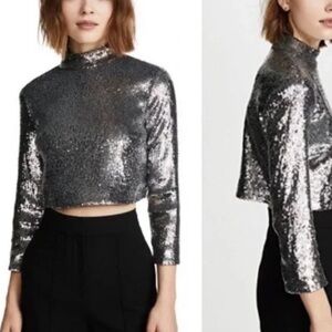 A.L.C. Silver Sequin Crop Top